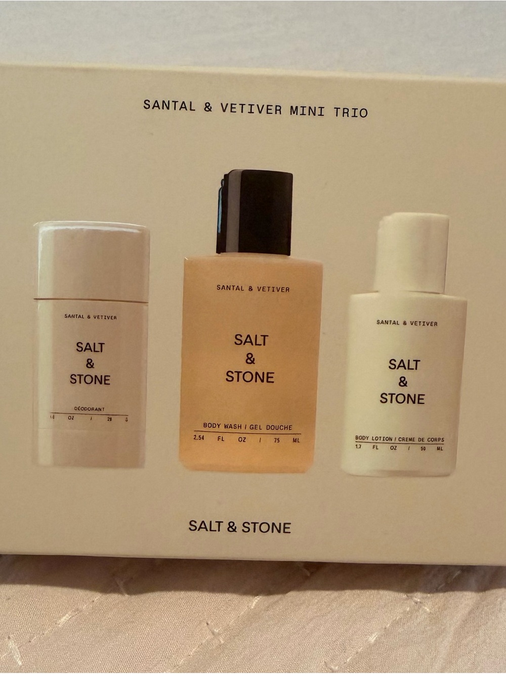 Salt & Stone Santal & Vetiver Mini Trio - Deodorant, Body Wash, Body Lotion